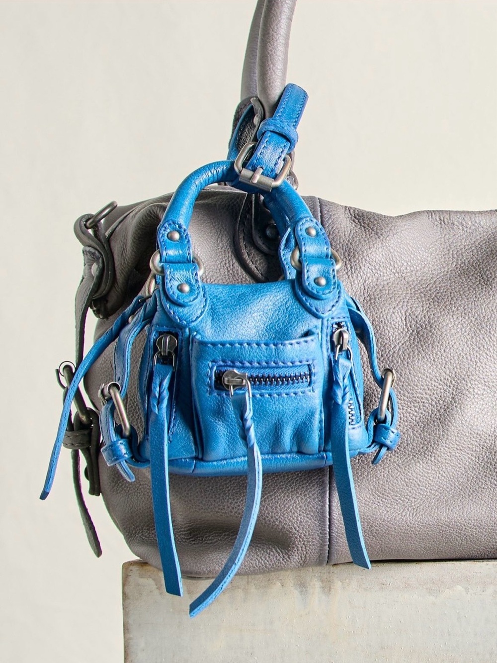 New FREE PEOPLE We The Free Micro Emerson Bag Charm Bundle / Santorini Blue - Picture 6 of 8